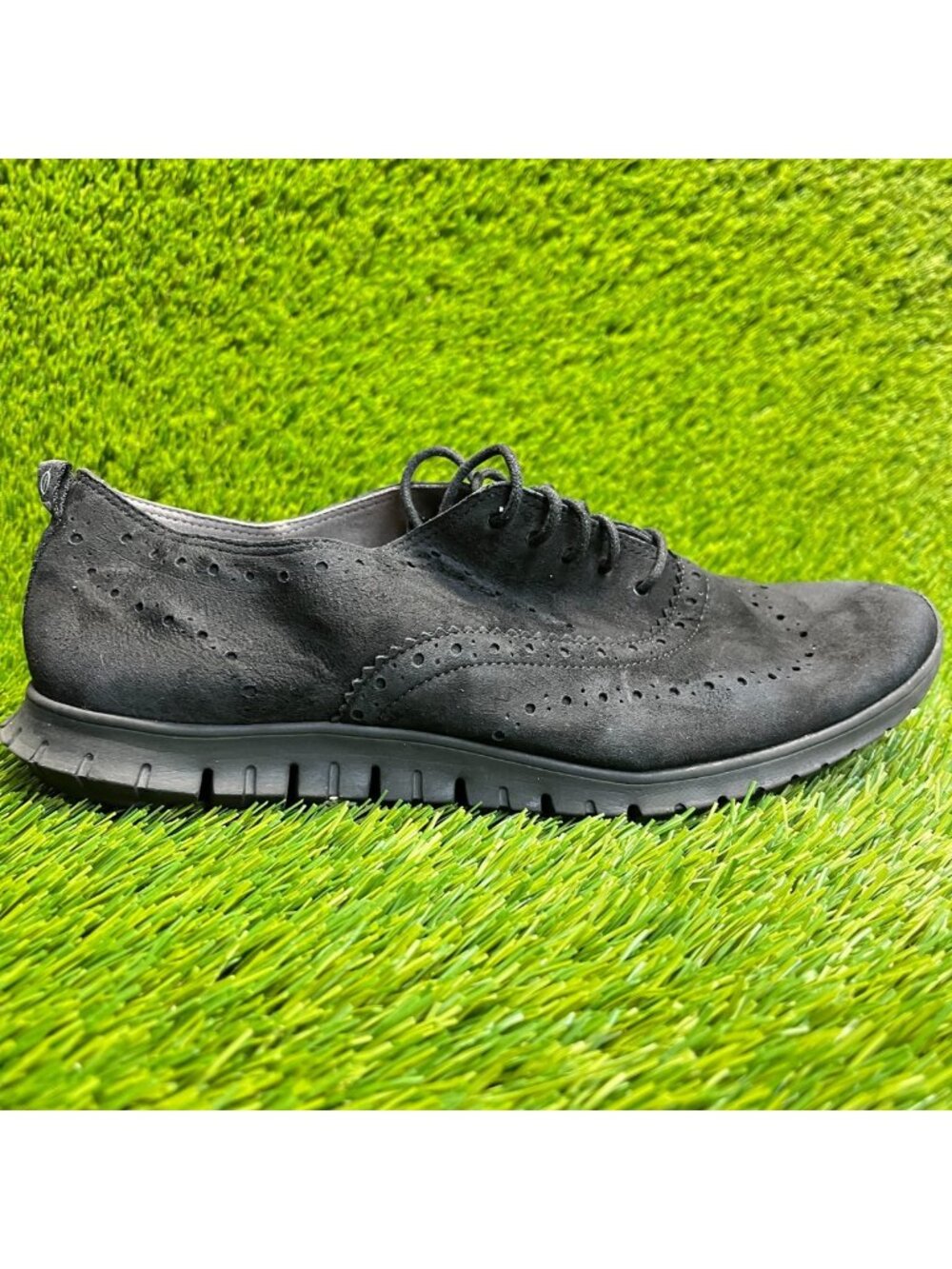 Cole‎ Haan Zerogrand Womens Size 9.5 Black Casual Suede Wingtip Oxford Shoes